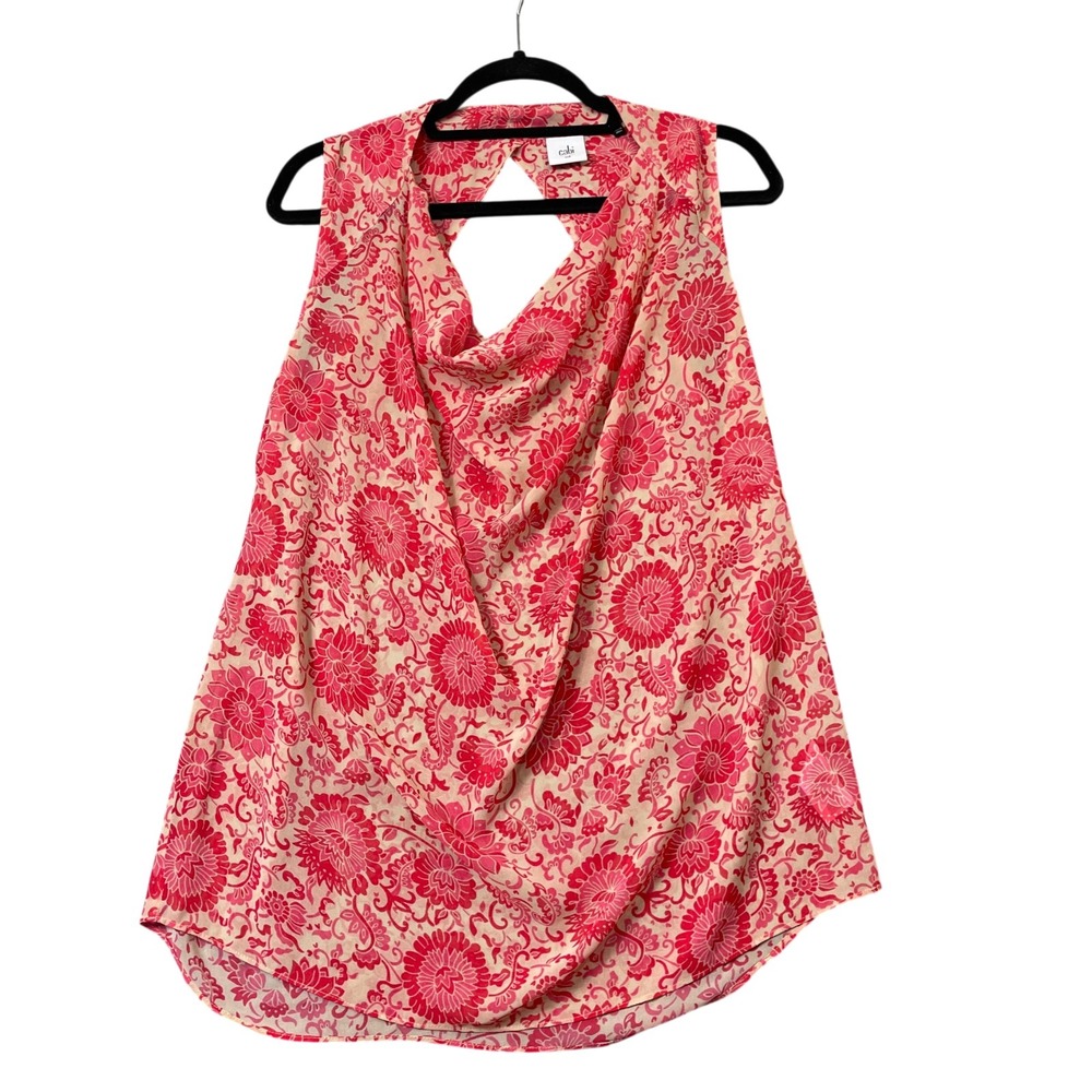 Cabi Medium Floral Print Razor Back Sleeveless Top 100% Polyester